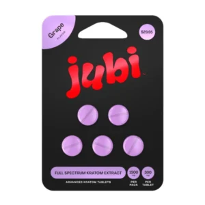 Jubi Full Spectrum Kratom Extract Mitragynine Tablets 5ct 300mg Per Tablet Grape